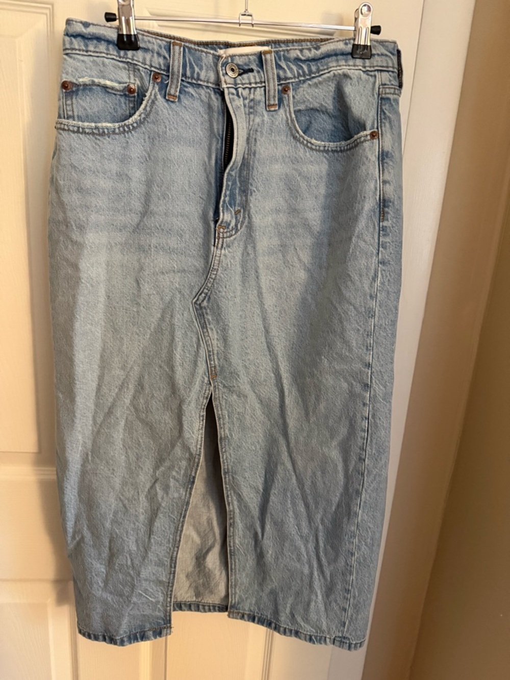 Abercrombie & Fitch Light Blue High-Rise Jean Skirt